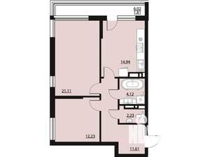 2-к квартира, вторичка, 68м2, 17/23 этаж