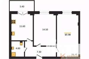 2-к квартира, вторичка, 58м2, 5/15 этаж