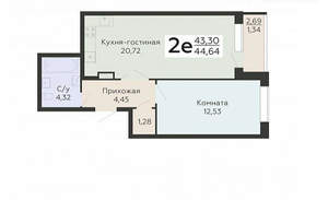 1-к квартира, вторичка, 45м2, 12/19 этаж