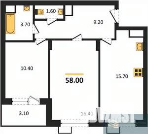 2-к квартира, вторичка, 58м2, 9/13 этаж