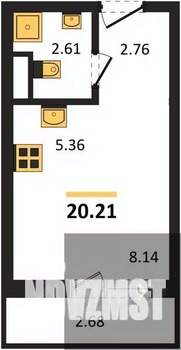 Студия квартира, вторичка, 20м2, 8/15 этаж