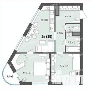 2-к квартира, вторичка, 65м2, 6/13 этаж
