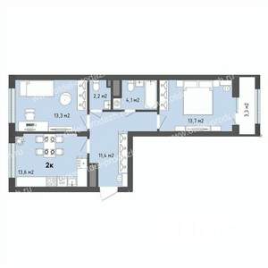 2-к квартира, строящийся дом, 60м2, 5/13 этаж