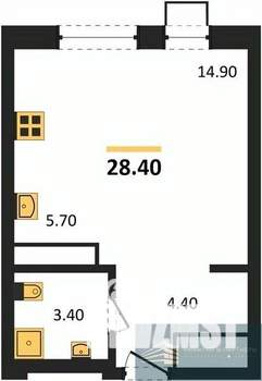 Студия квартира, вторичка, 28м2, 3/13 этаж