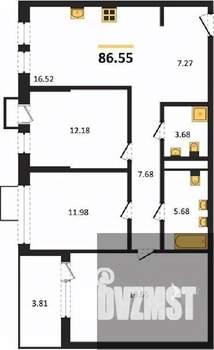 3-к квартира, вторичка, 87м2, 10/21 этаж