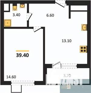 1-к квартира, вторичка, 39м2, 6/13 этаж
