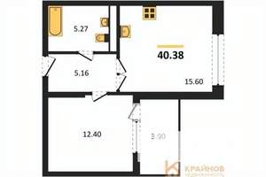 1-к квартира, сданный дом, 40м2, 12/21 этаж