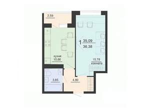 1-к квартира, вторичка, 36м2, 19/20 этаж
