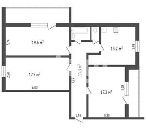 3-к квартира, вторичка, 74м2, 6/20 этаж