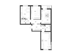 3-к квартира, вторичка, 86м2, 2/17 этаж