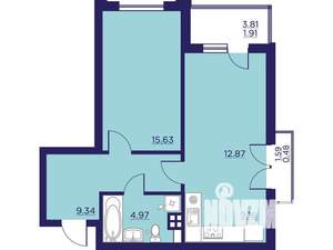 1-к квартира, вторичка, 54м2, 3/18 этаж