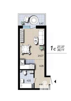 Студия квартира, вторичка, 30м2, 2/16 этаж