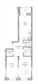 2-к квартира, строящийся дом, 67м2, 2/10 этаж
