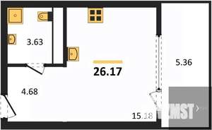 Студия квартира, вторичка, 26м2, 2/21 этаж