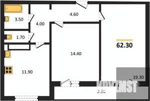 2-к квартира, вторичка, 62м2, 5/17 этаж