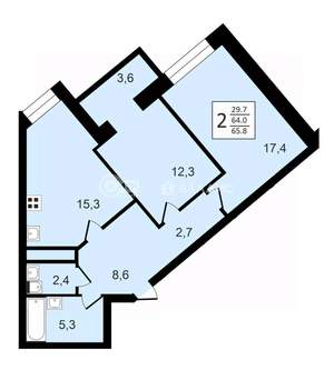 2-к квартира, строящийся дом, 66м2, 13/24 этаж