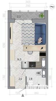 Студия квартира, вторичка, 21м2, 16/18 этаж