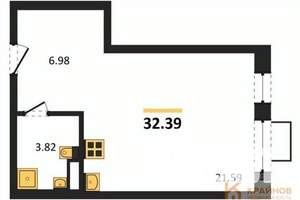 Студия квартира, вторичка, 32м2, 1/21 этаж