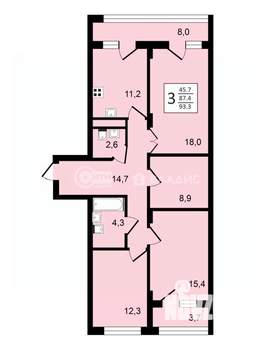 3-к квартира, строящийся дом, 91м2, 2/24 этаж