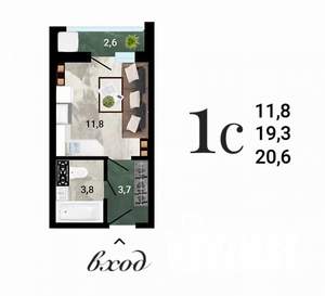 Студия квартира, строящийся дом, 21м2, 15/15 этаж