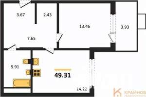 1-к квартира, вторичка, 49м2, 12/21 этаж
