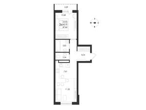 2-к квартира, вторичка, 47м2, 14/17 этаж