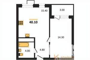 1-к квартира, вторичка, 40м2, 3/11 этаж