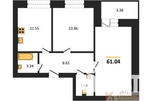 2-к квартира, вторичка, 59м2, 7/10 этаж