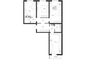 3-к квартира, вторичка, 91м2, 7/17 этаж