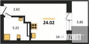 Студия квартира, вторичка, 24м2, 21/28 этаж