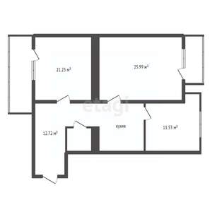 2-к квартира, вторичка, 74м2, 5/10 этаж