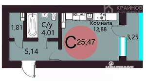 Студия квартира, вторичка, 25м2, 4/25 этаж