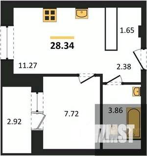 1-к квартира, вторичка, 28м2, 7/25 этаж