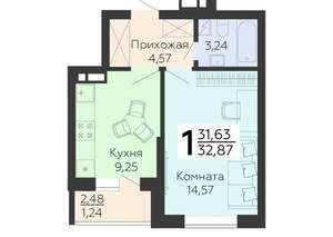 1-к квартира, вторичка, 33м2, 17/18 этаж