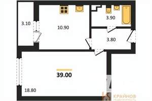 1-к квартира, вторичка, 39м2, 3/25 этаж
