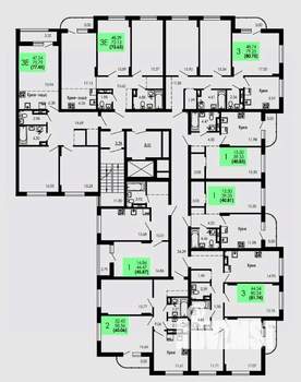 3-к квартира, строящийся дом, 74м2, 2/9 этаж