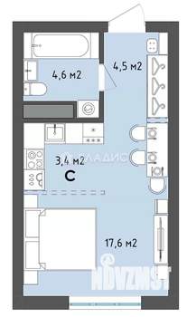 Студия квартира, сданный дом, 30м2, 4/13 этаж