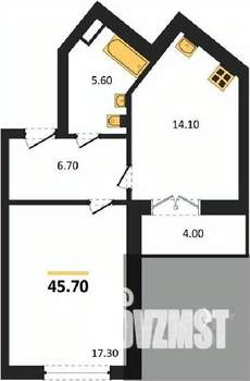 1-к квартира, вторичка, 46м2, 14/25 этаж