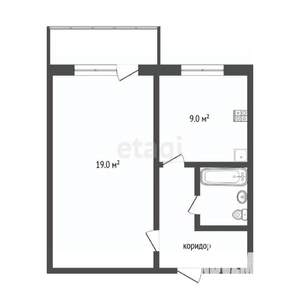 1-к квартира, вторичка, 40м2, 4/10 этаж