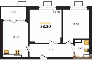 2-к квартира, строящийся дом, 53м2, 2/14 этаж