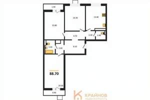 3-к квартира, вторичка, 89м2, 11/17 этаж