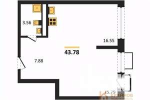 2-к квартира, вторичка, 44м2, 12/21 этаж