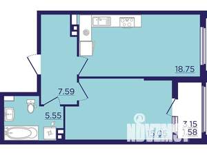 1-к квартира, вторичка, 49м2, 4/18 этаж