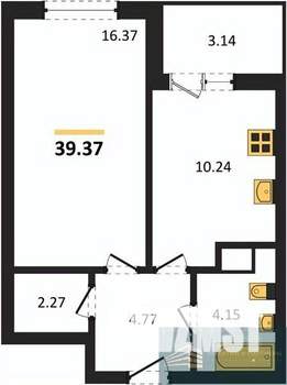 1-к квартира, вторичка, 39м2, 8/18 этаж
