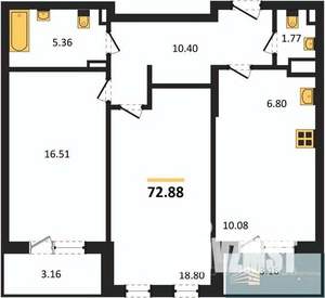 2-к квартира, вторичка, 73м2, 7/24 этаж