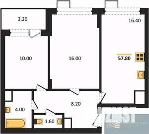2-к квартира, вторичка, 58м2, 6/13 этаж