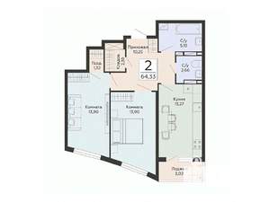 2-к квартира, строящийся дом, 64м2, 9/13 этаж