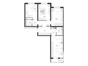 3-к квартира, вторичка, 88м2, 16/17 этаж