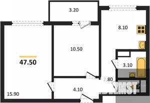 2-к квартира, вторичка, 48м2, 17/17 этаж