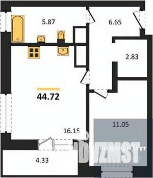 1-к квартира, вторичка, 45м2, 14/25 этаж